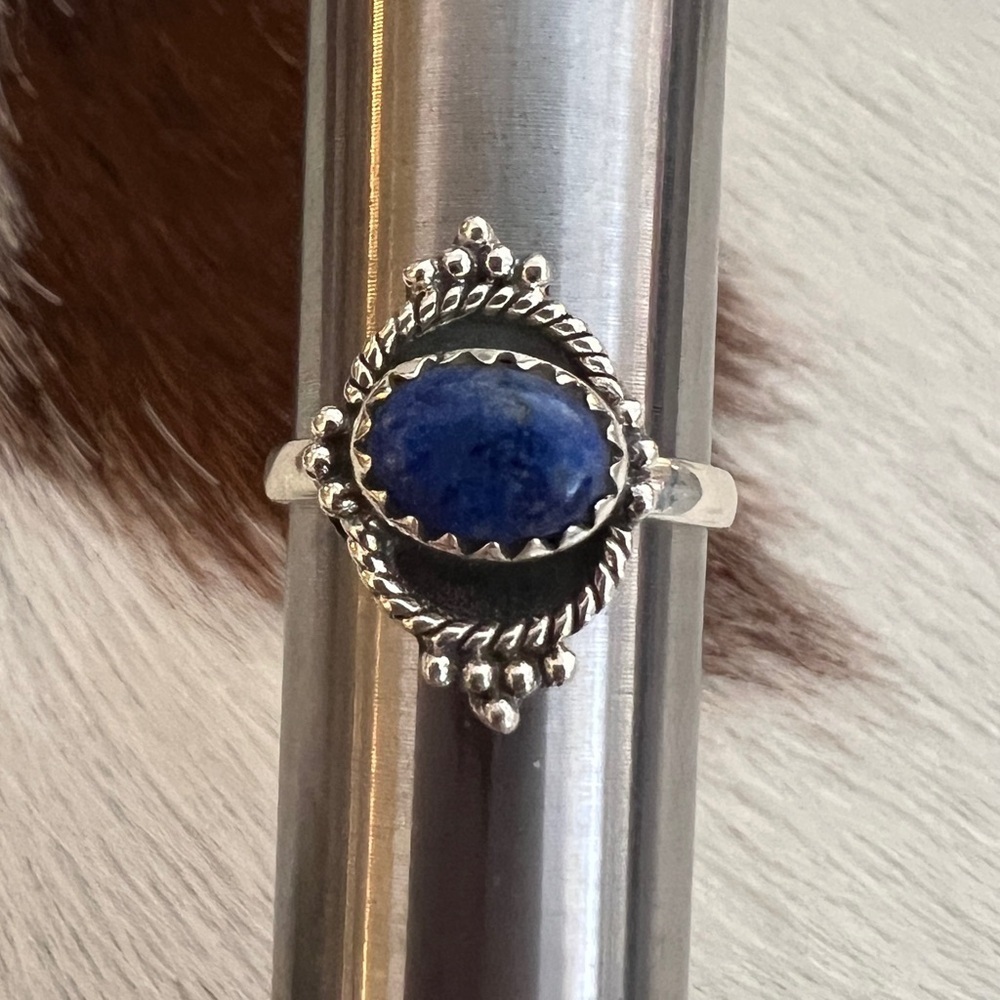 ❤️ Lapis Lazuli Oxidized Sterling Silver Size 5.5 Southwestern Ring 2.7 Gram - Picture 6 of 14